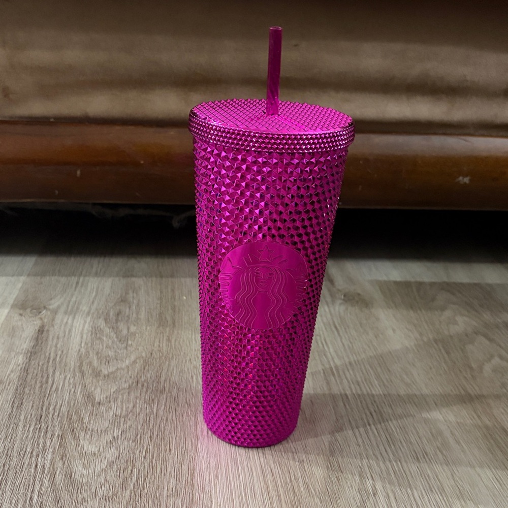 24 oz Metallic Pink Studded Barbie Starbucks Tumbler